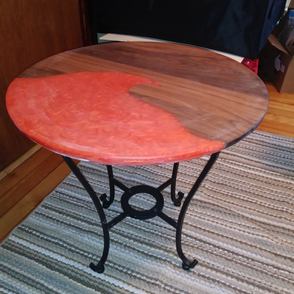 Orange Wave And Black Walnut Table