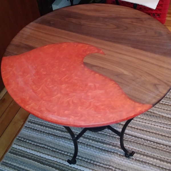 Orange wave and Black walnut coffee table