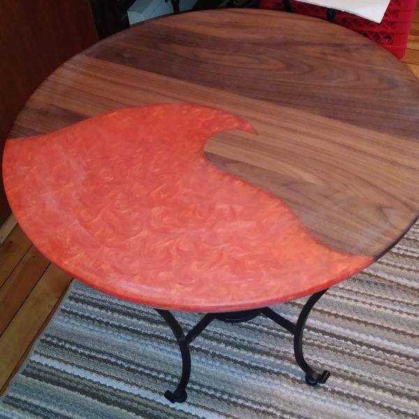 Orange wave and Black walnut coffee table
