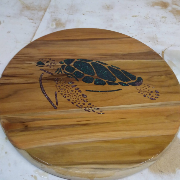 Teak With Hand Carved Turtle Table