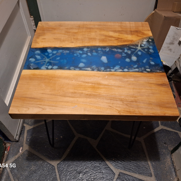 Square seashell end table